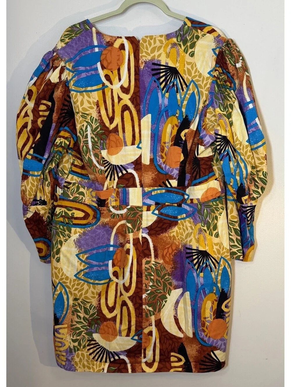 Bar III X GooGoo Atkins Abstract Artsy Puff Sleeve Vneck Multicolor Dress 2X